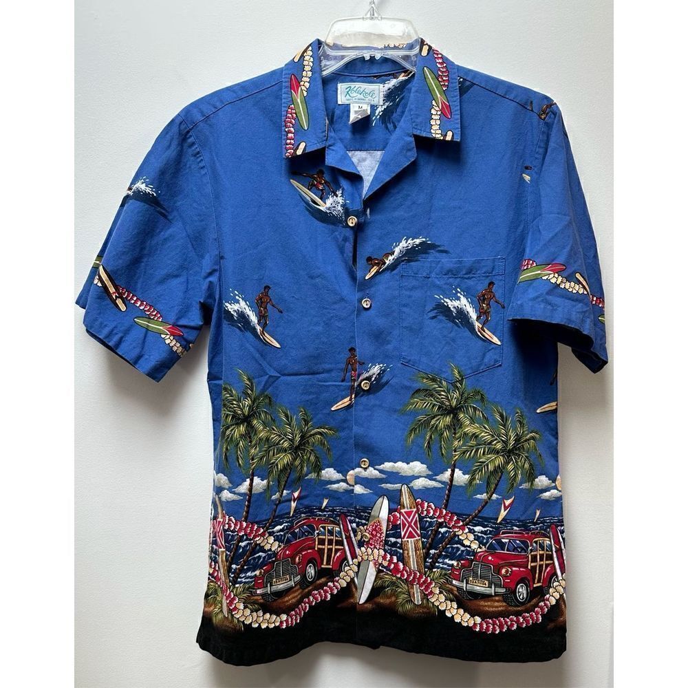 Kole Kole men’s Hawaiian print one pocket button front shirt size Med. #41-1028
